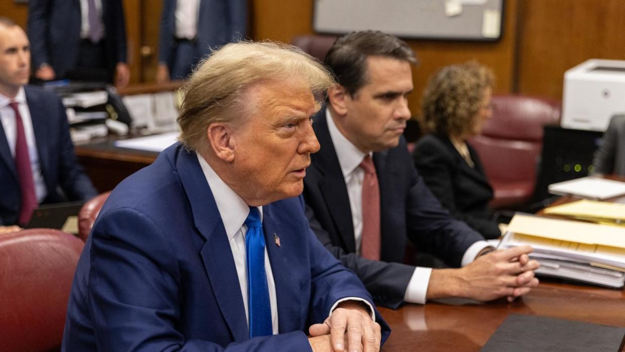 PHOTO: Former President Donald Trump attends his trial at Manhattan Criminal Court on May 3, 2024 in New York City.  (Jeenah Moon-Pool/Getty Images)