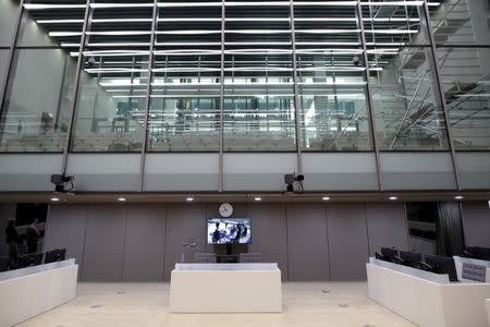 The new courtroom of the International Criminal Court is seen during a press tour of the brand new ICC headquarters in the Hague, the Netherlands, November 23, 2015. REUTERS/Phil Nijhuis