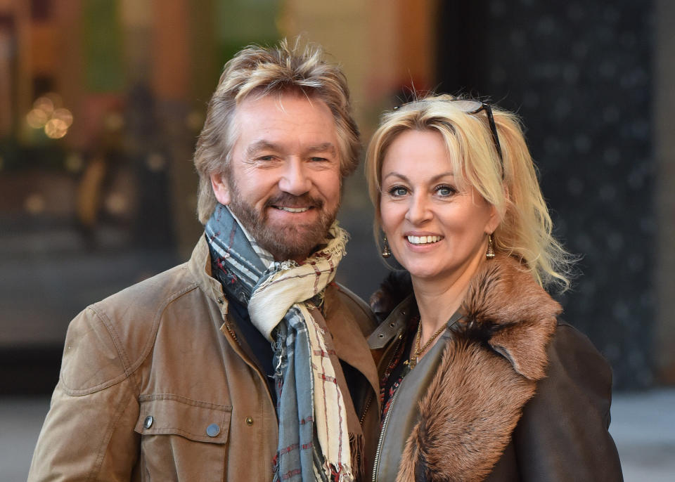 LONDON, ENGLAND - JANUARY 22:  Noel Edmonds and Elizabeth Davies spotted at the ITV studios on January 22, 2019 in London, England. (Photo by HGL/GC Images)