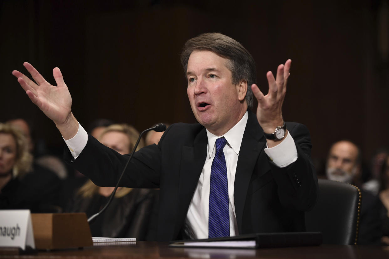 Supreme court nominee Brett Kavanaugh testifies before the Senate Judiciary Committee on Thursday. (Photo: Saul Loeb/Pool/AP)