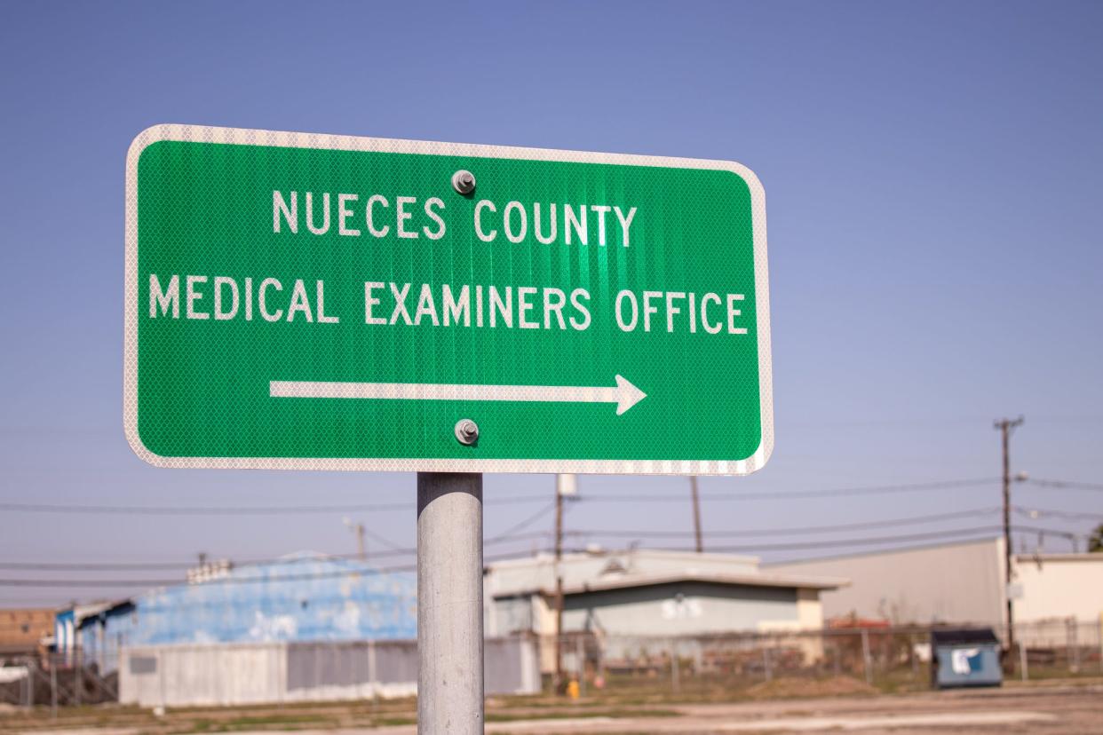 A sign for the Nueces County Medical Examiner's Office, at 2610 Hospital Blvd. in Corpus Christi, is pictured on March 18, 2022.