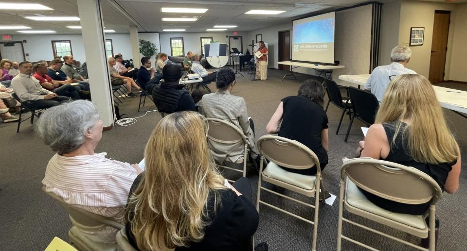 About 50 people attend a Monday meeting organized by the grassroots Clean Air and Water for Alexandria, St. Albans Township and Granville organization.
