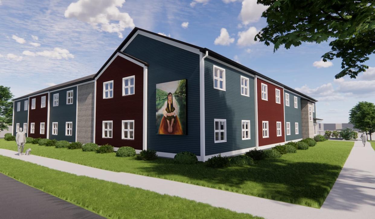 New Dawn Enterprises is building a 25-unit apartment complex in downtown Sydney, N.S., pictured in an artist's rendering. But officials say thousands of new units are needed to fill a growing gap in housing. (Submitted by New Dawn Enterprises - image credit)