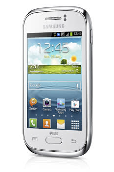 <b>Samsung Galaxy Young</b>: Otra imagen del nuevo modelo en la que destaca su pantalla de 3,27 pulgadas, completamente táctil con resolución HVGA para una visualización de imágenes, fotografías o mensajes multimedia, clara y detallada.