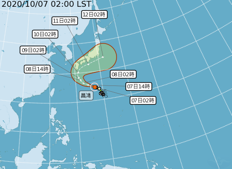 昌鴻預測路徑圖。（圖／中央氣象局）