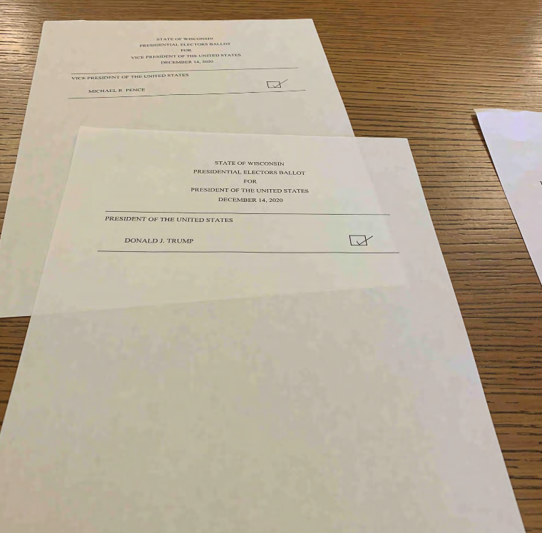 Ten Wisconsin Republicans signed paperwork on Dec. 14, 2020 claiming to be electors for Donald Trump despite his election loss.