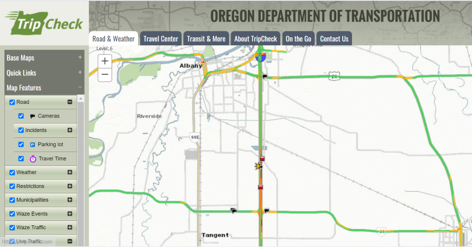 The northbound lanes of Interstate 5 are closed south of Albany due to a truck fire and multiple subsequent crashes on Wednesday, Jan. 19, 2022.