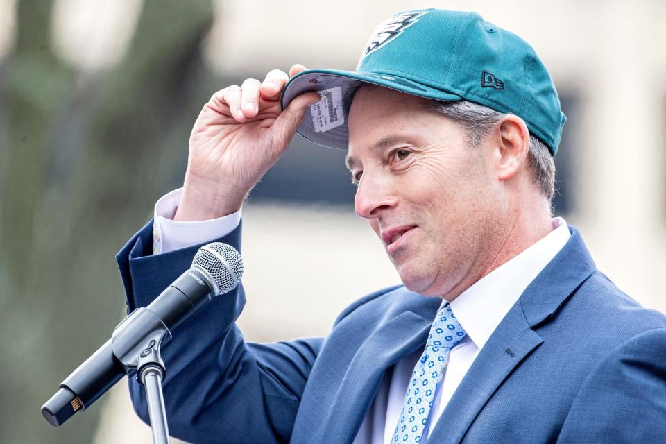 Tom Horne, Delaware market leadership chair and head of consumer banking at Chase, speaks during a groundbreaking ceremony at the company's Wilmington Corporate Center, Mon., Jan. 30, 2023.