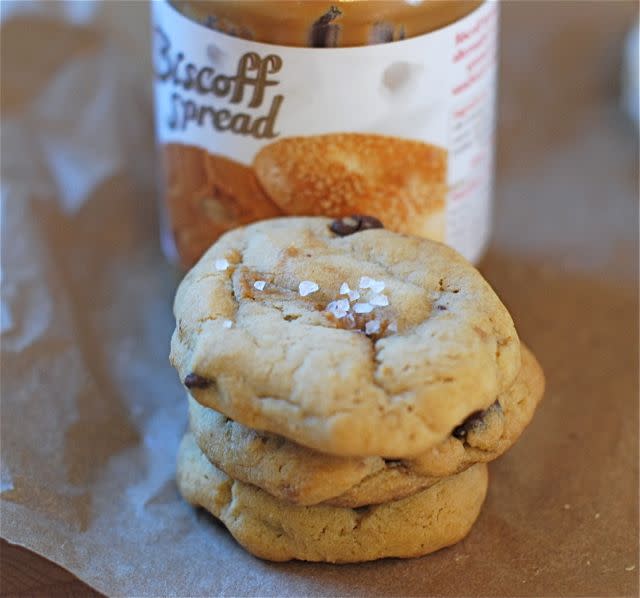 Biscoff Stuffed Salted Chocolate Chip Cookies