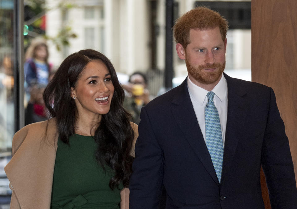 LONDON, ENGLAND - OCTOBER 15: Prince Harry, Duke of Sussex and Meghan, Duchess of Sussex attend the WellChild awards at Royal Lancaster Hotel on October 15, 2019 in London, England. (Photo by Mark Cuthbert/UK Press via Getty Images)