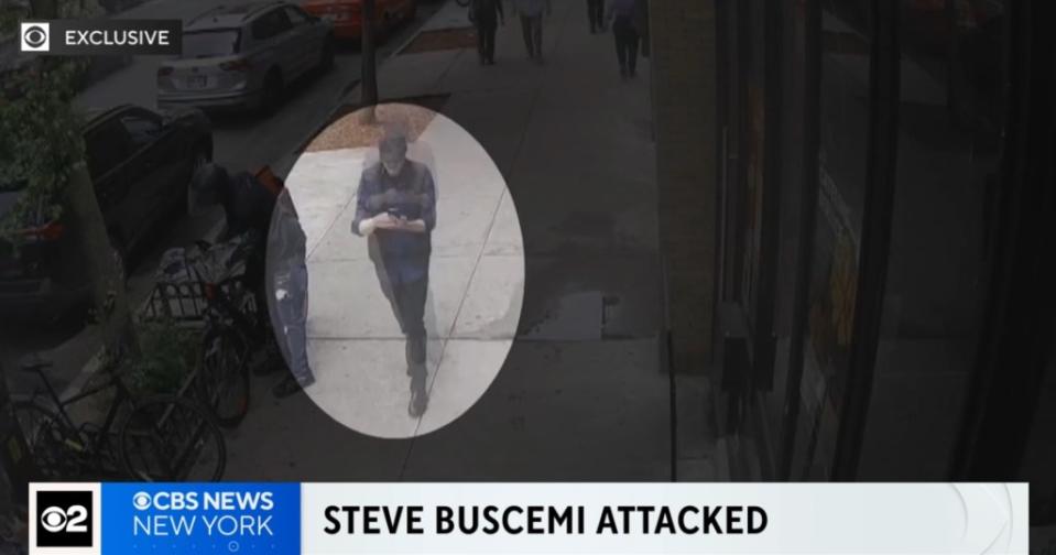 Surveillance footage captured actor Steve Buscemi in Kips Bay on May 8, moments before he was slugged. CBS News