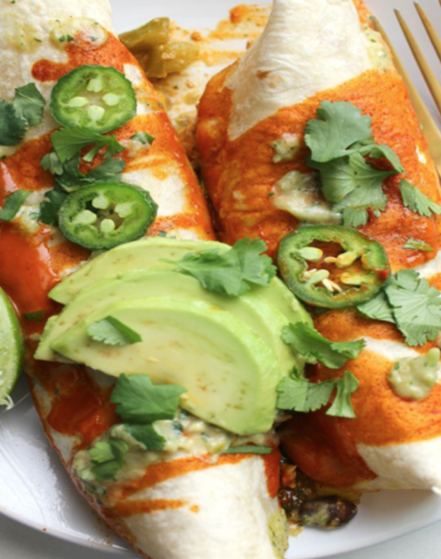 <p>Counts of the Nether World</p><p>These black bean tofu scramble vegan enchiladas are filled using a hearty-tofu scramble of black beans and vegetables and are topped with a green chili cream sauce.</p><p><strong>Get the recipe: <a href="https://countsofthenetherworld.com/black-bean-tofu-scramble-vegan-enchiladas-recipe/" rel="nofollow noopener" target="_blank" data-ylk="slk:Black Bean Tofu Scramble Vegan Enchiladas;elm:context_link;itc:0;sec:content-canvas" class="link rapid-noclick-resp">Black Bean Tofu Scramble Vegan Enchiladas</a></strong></p>