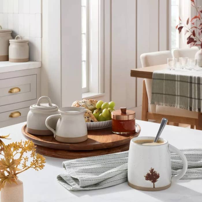 a chic wooden lazy susan on a table