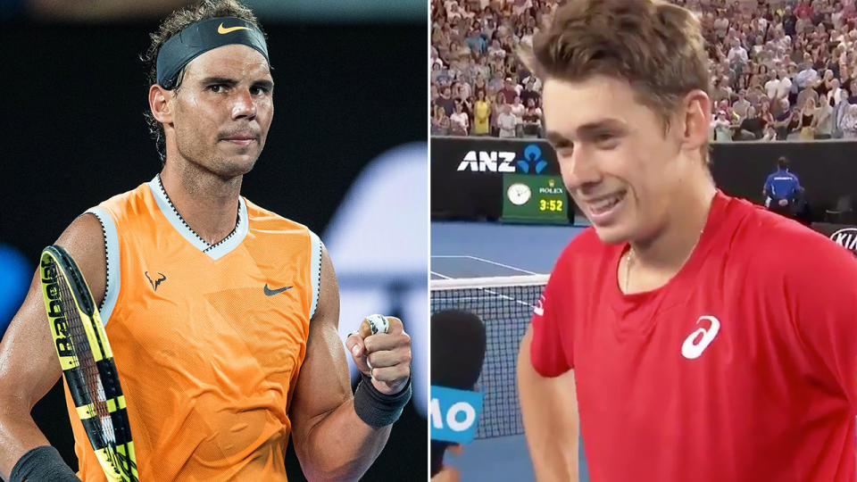 De Minaur joked he’d never heard of Nadal. Image: Getty/Channel Nine