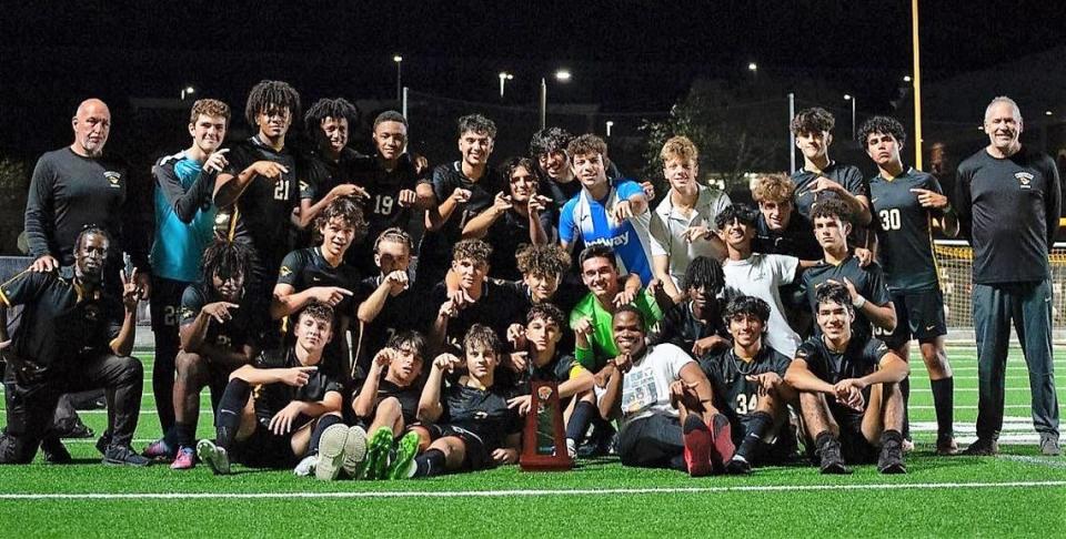 The American Heritage-Plantation boys’ soccer team won a district title.