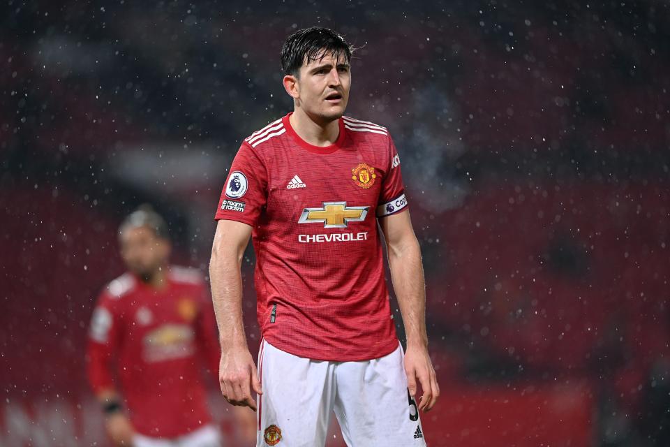 Manchester United captain Harry Maguire was left deflated despite his goalGetty Images