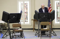 Former Gov. Phil Bredesen votes Tuesday, Nov. 6, 2018, in Nashville, Tenn. Bredesen is running against Rep. Marsha Blackburn, R-Tenn., for the U.S. Senate. (AP Photo/Mark Humphrey)