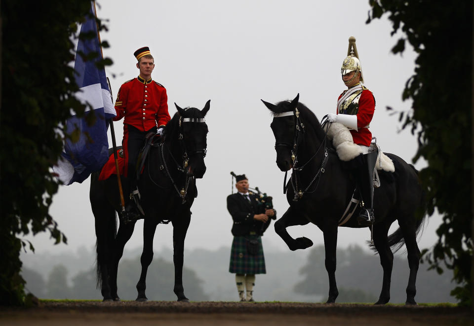 The Household Cavalry Prepare At Floors Castle Ahead Of Massed Pipe Bands Day