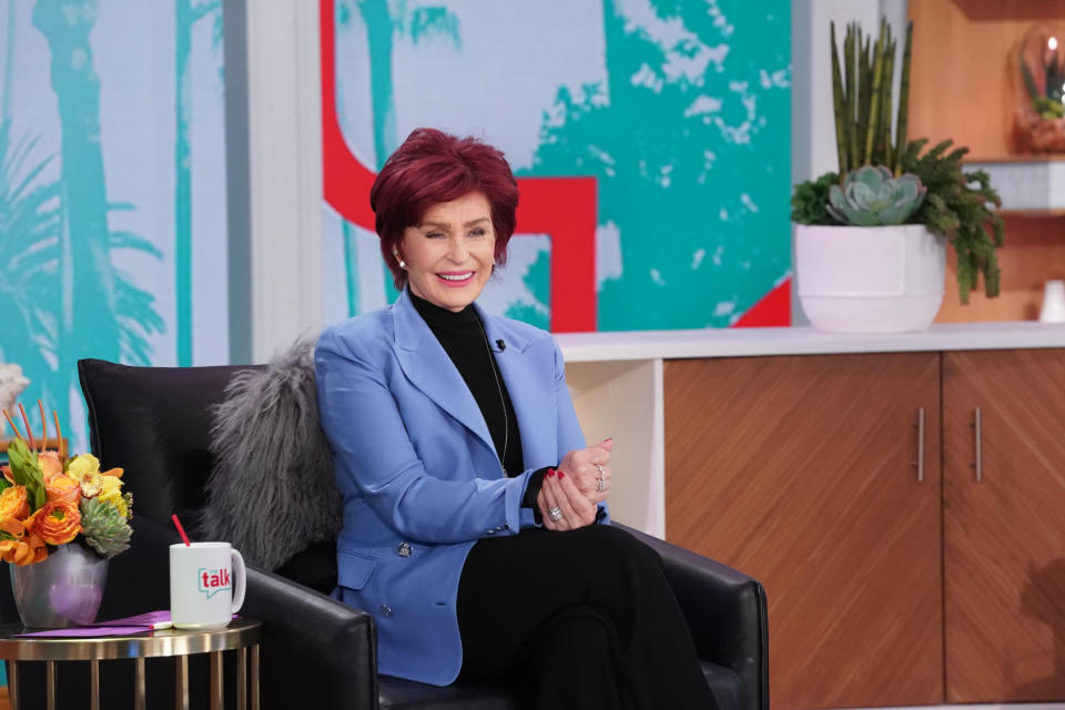 Sharon Osbourne on CBS's 'The Talk' on Feb. 19, 2021, not long before she exited the show<span class="copyright">CBS via Getty Images—2021 CBS Photo Archive</span>