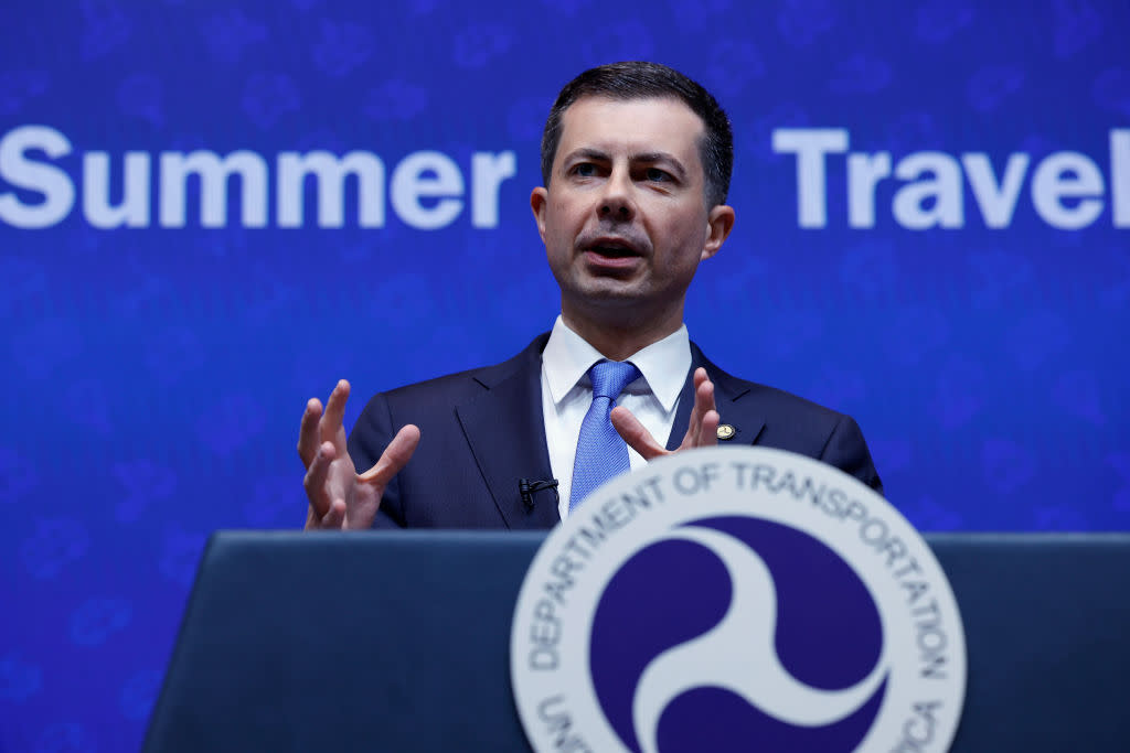 Secretary Buttigieg Speaks At The Transportation Department On Air Travel