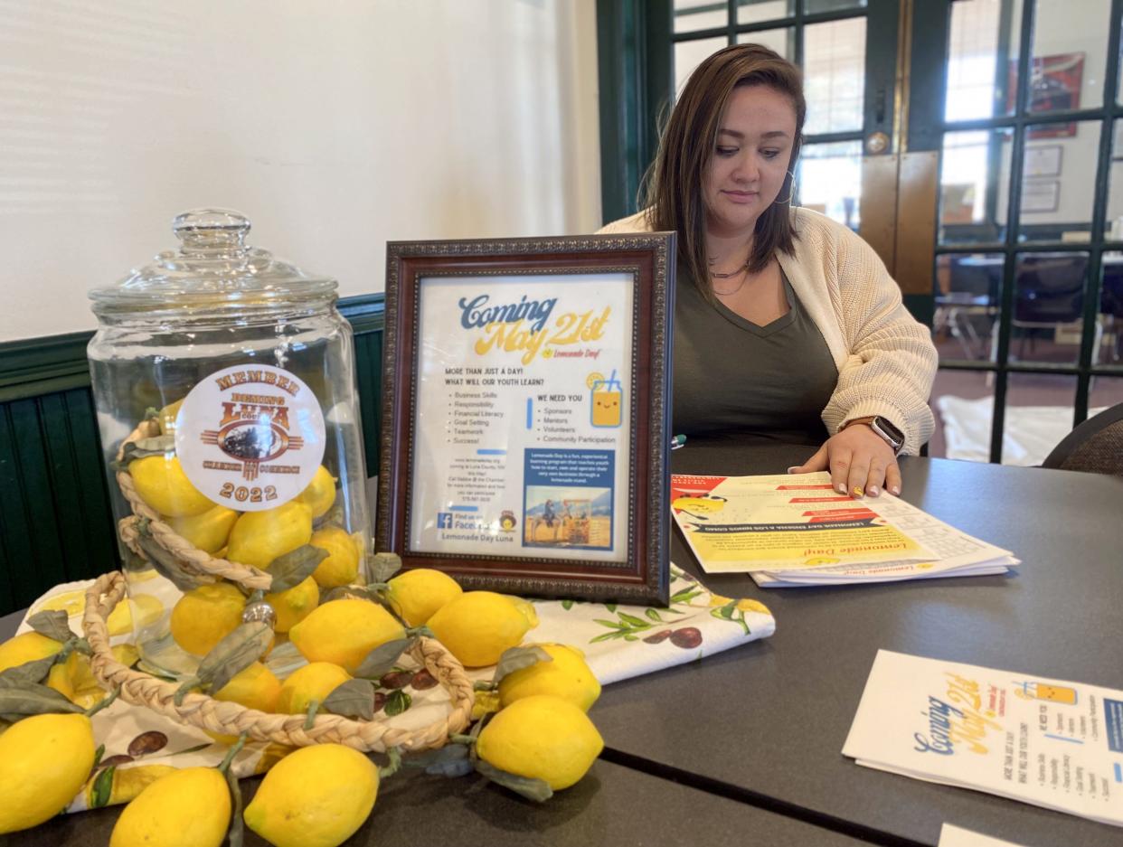 Galen Gomez, administrative assistant at the Deming-Luna County Chamber of Commerce, is making sure the word gets out about Lemonade Day.