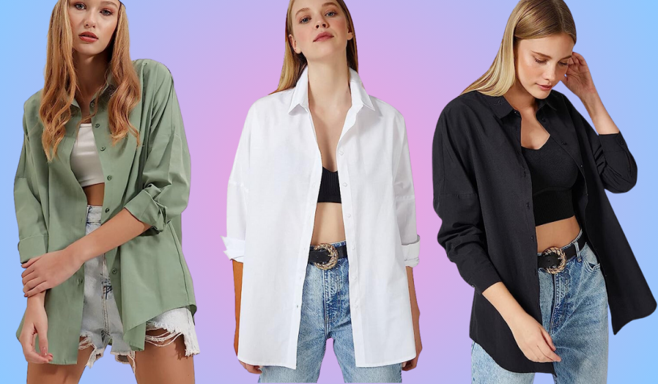 the oversized button-down shirt in three colors