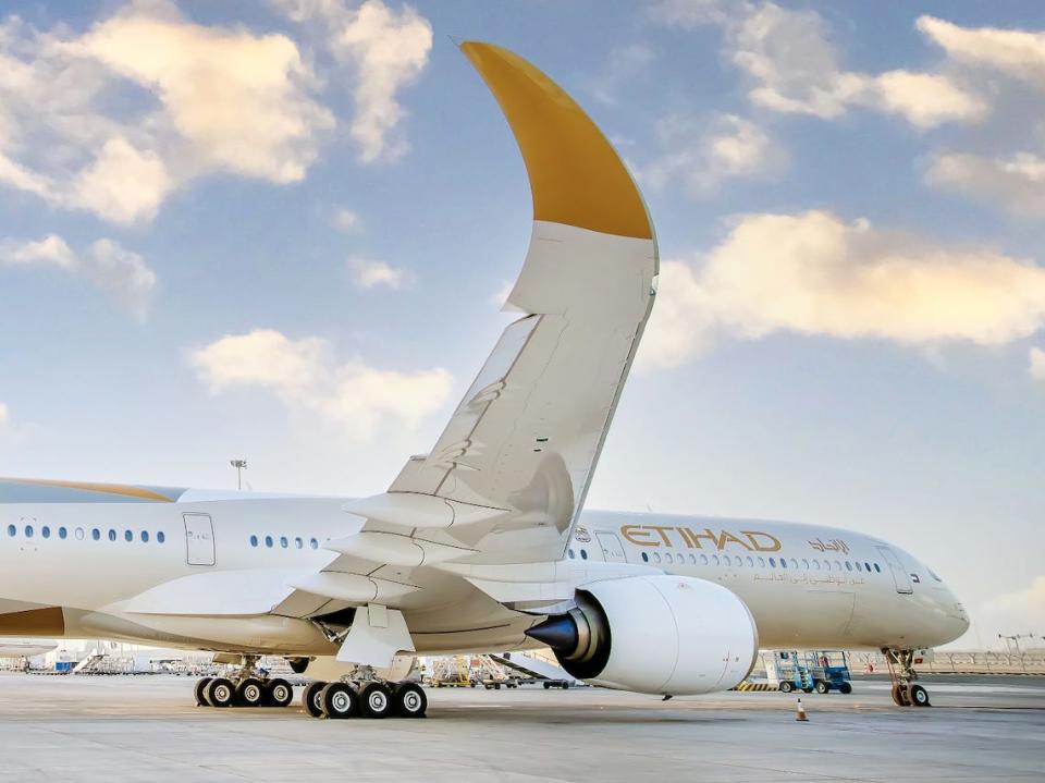 Etihad's first-ever Airbus A350-1000 aircraft, nicknamed Sustainability50.