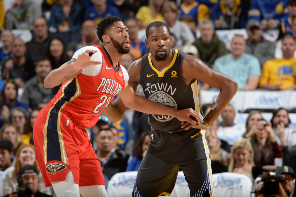 Anthony Davis and Kevin Durant, two of the NBA’s most gifted players, figure to tangle quite a bit in the second round. (Getty)