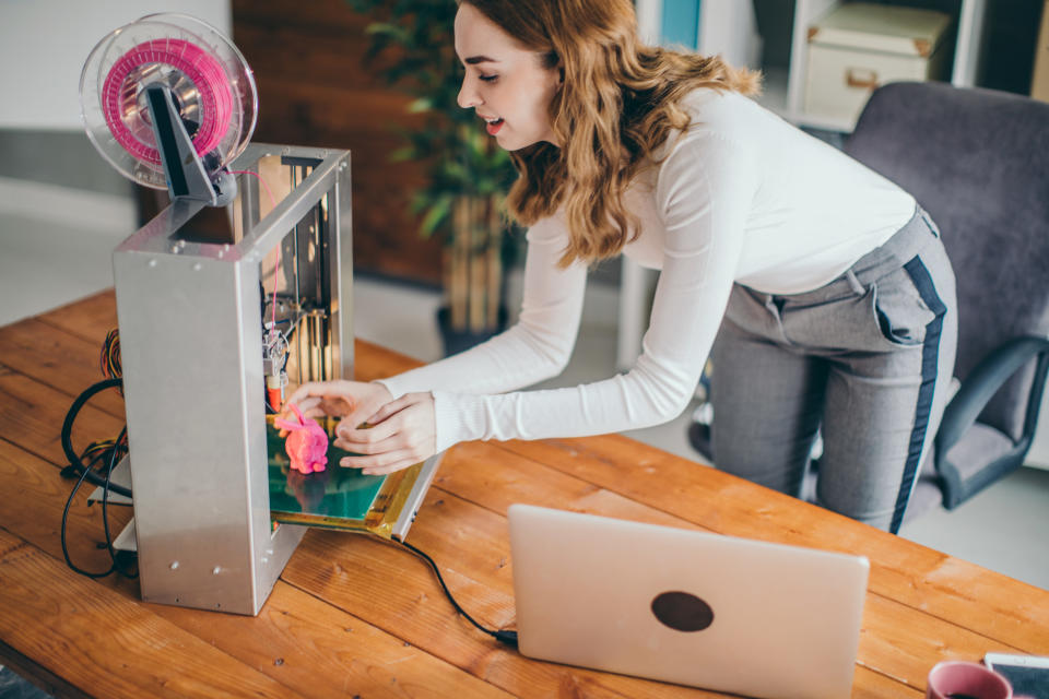 woman working on her computer