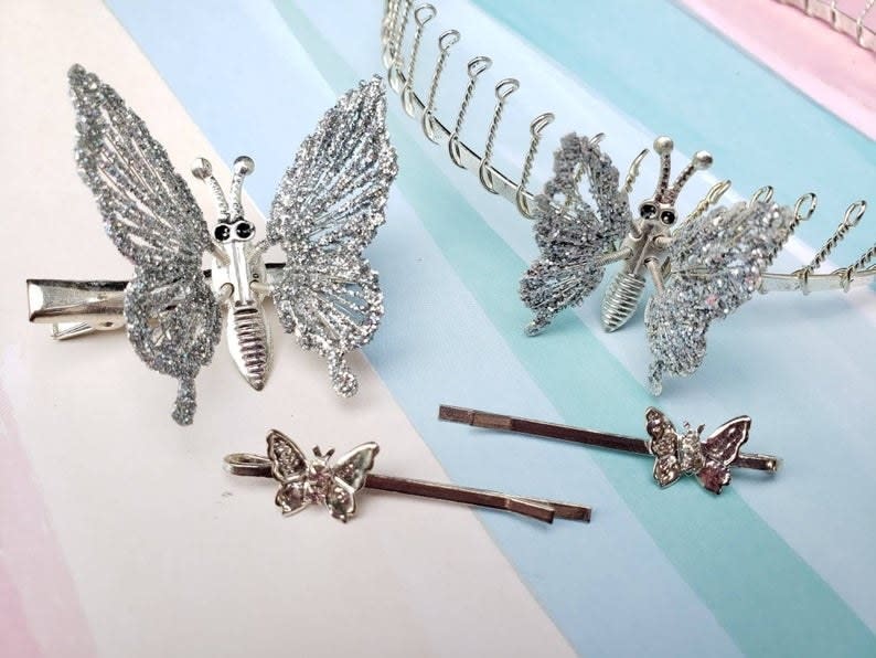 Different crystal butterfly hair clips
