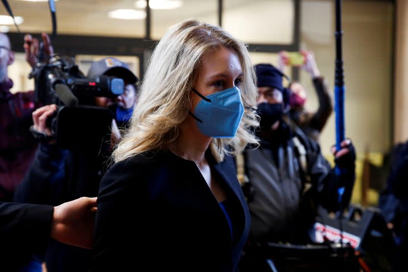 Theranos founder Elizabeth Holmes arrives to attend her fraud trial at federal court in San Jose