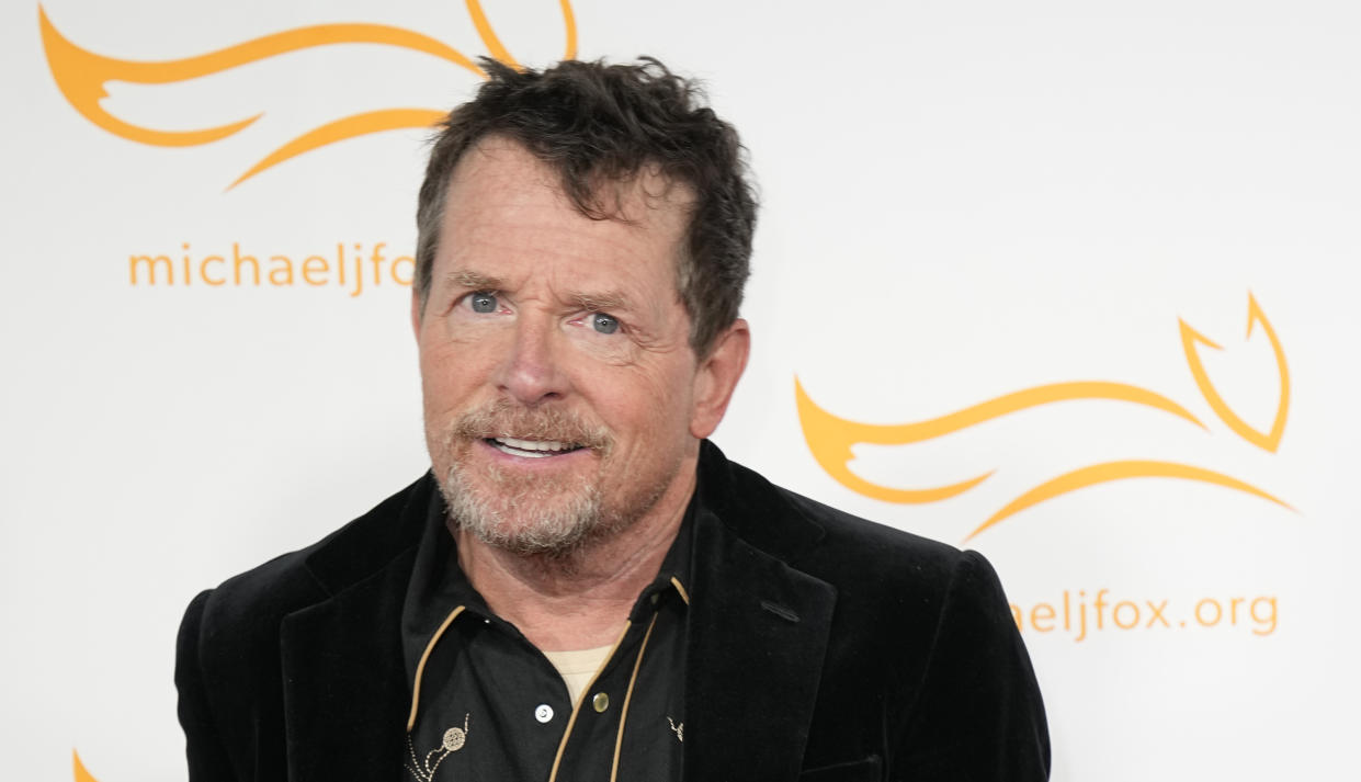 Michael J. Fox arrives at A Country Thing Happened On The Way To Cure Parkinson's at The Fisher Center on Wednesday, April 26, 2023, in Nashville, Tenn. (AP Photo/George Walker IV)