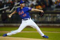 New York Mets' Chris Bassitt (40) pitches during the first inning of a baseball game against the Seattle Mariners, Saturday, May 14, 2022, in New York. (AP Photo/Frank Franklin II)