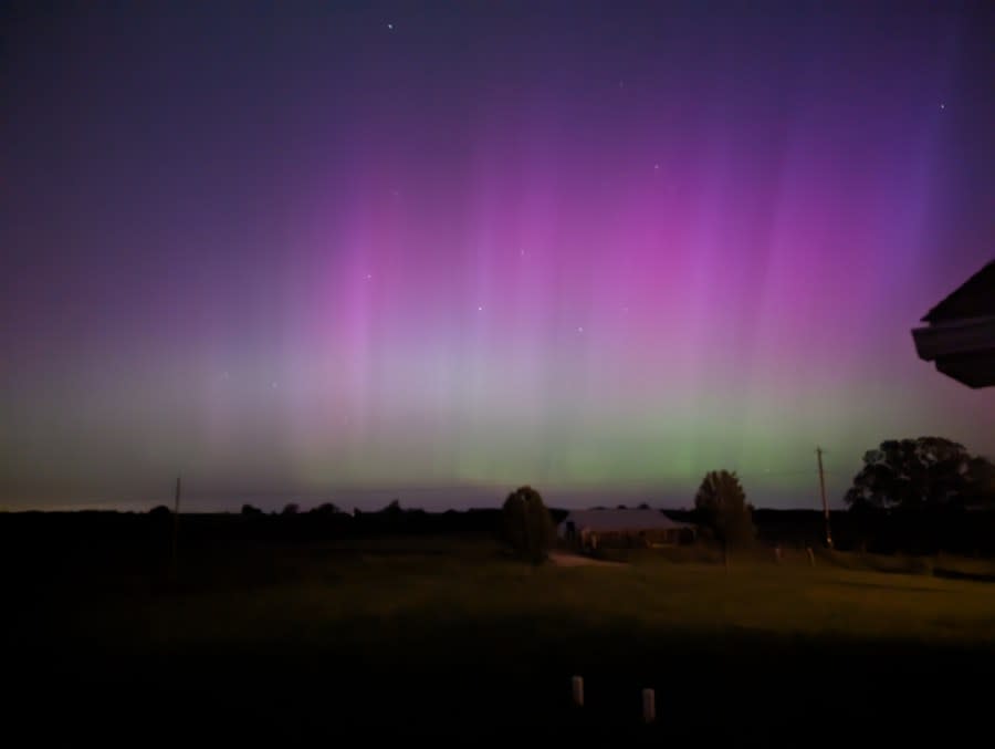 View of the northern lights from Rockville, Missouri. Courtesy: Matthew Pippenger
