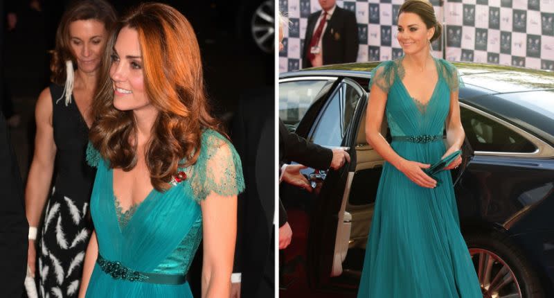 Kate hat ein Jenny Packham-Kleid aus 2012 erneut zu den Tusk Conservation Awards getragen (PA)