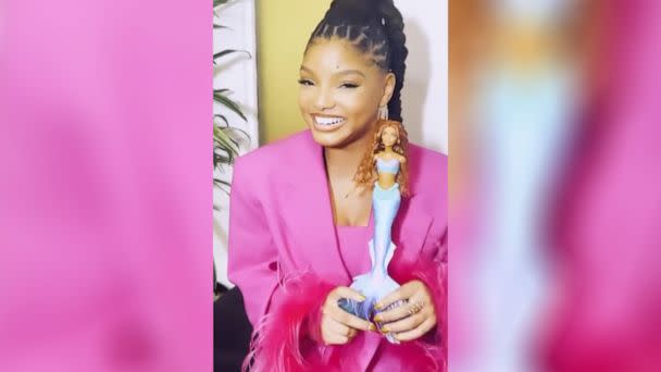 PHOTO: Actress and singer Halle Bailey shows off new “Little Mermaid” doll in an Instagram video she shared on Monday. (Via Halle Bailey's Instagram)