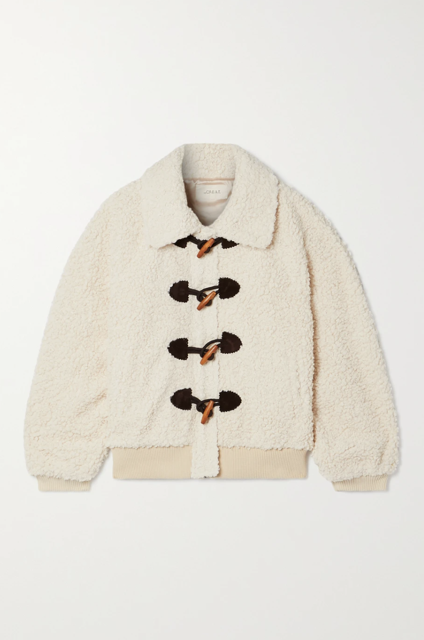 Faux Suede-Trimmed Bouclé Jacket