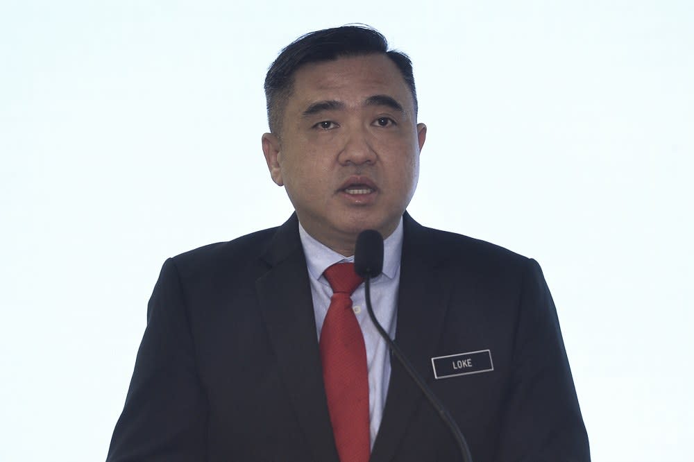 Transport Minister Anthony Loke speaks during the launch of PKFZ in Port Klang October 23, 2019. ― Picture by Miera Zulyana