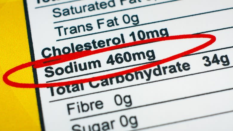 sodium on nutritional label