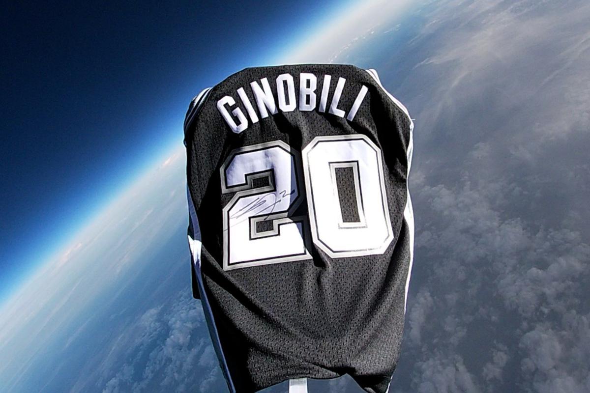 The NBA sent 20 autographed jerseys to the San Antonio Spurs at an altitude of 30 km