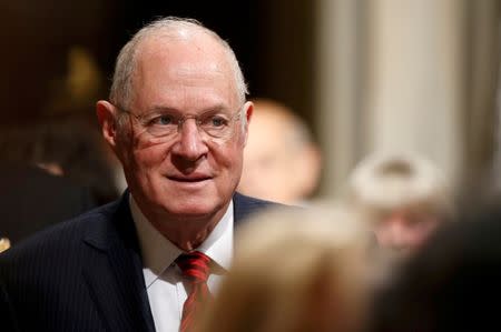 FILE PHOTO - U.S. Supreme Court Justice Anthony Kennedy arrives for U.S. President Donald Trump's address to a Joint Session of Congress in Washington, U.S., February 28, 2017. REUTERS/Joshua Roberts/File Photo