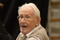 Former Nazi death camp officer Oskar Groening waits for the start of his trial in the German city of Lueneburg, on April 21, 2015