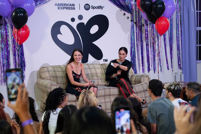 <p>Happy Monday for Spotify</p> Olivia Rodrigo and Eva Chen at Spotify and AmEx Guts event in New York City on Sept. 7, 2023