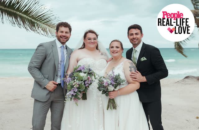 <p>Kelly Balch</p> Jenna and Sarah Capps flanked by Jaymes Vaughan (far left) and Jonathan Bennett (far right)