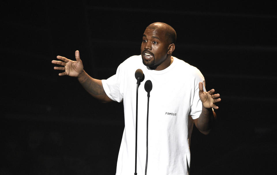 Kanye West at the MTV Video Music Awards in New York on August 28, 2016. (Chris Pizzello/Invision/AP)