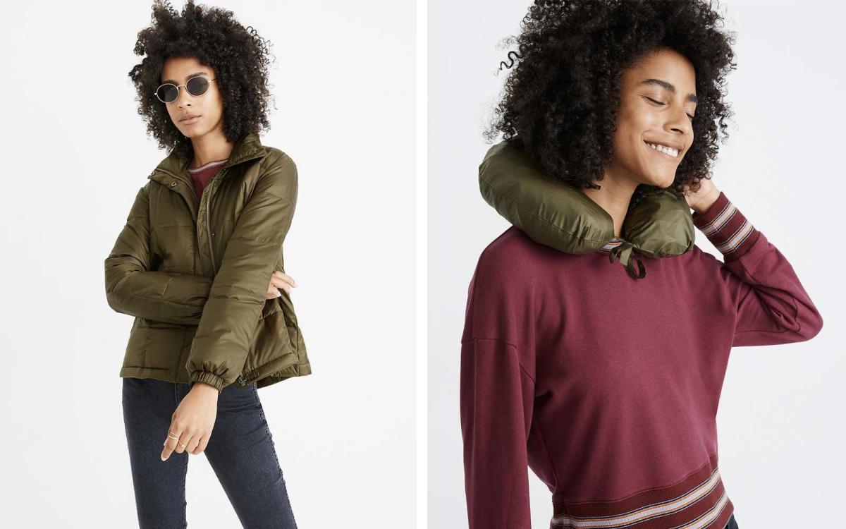 The puffer jacket that turns into a travel pillow