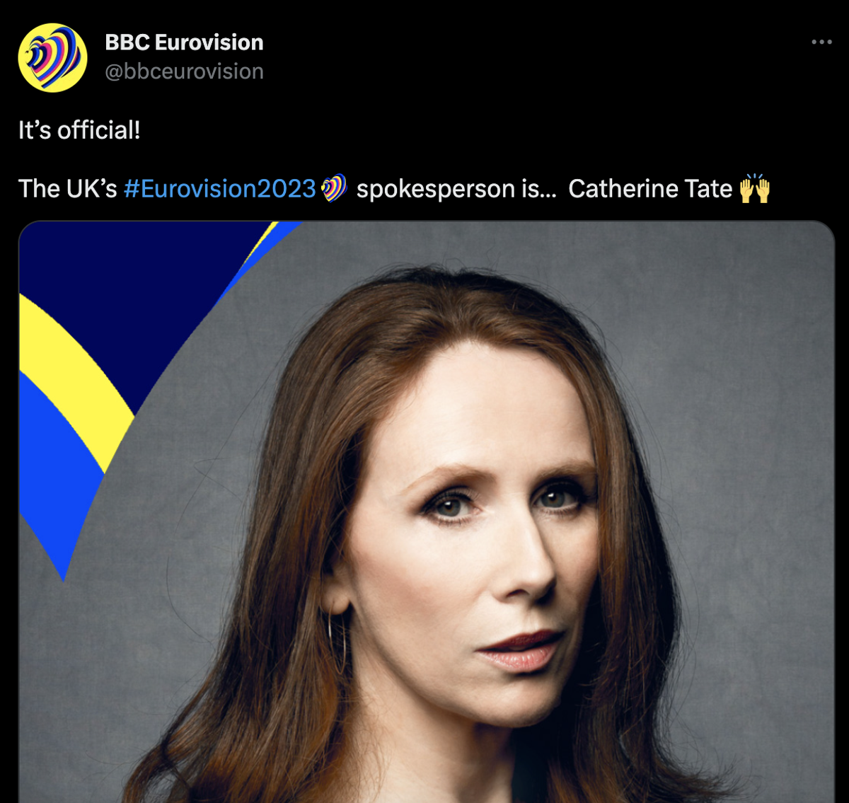 Catherine Tate is UK’s Eurovision spokesperson (Twitter)