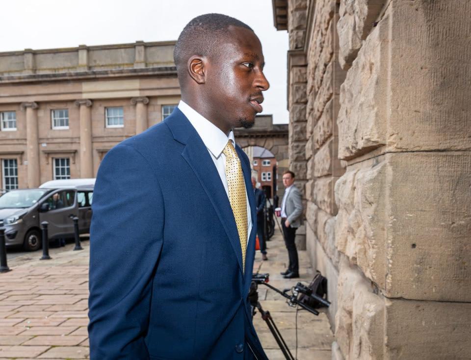 Manchester City footballer Benjamin Mendy at Chester Crown Court (David Rawcliffe/PA) (PA Wire)
