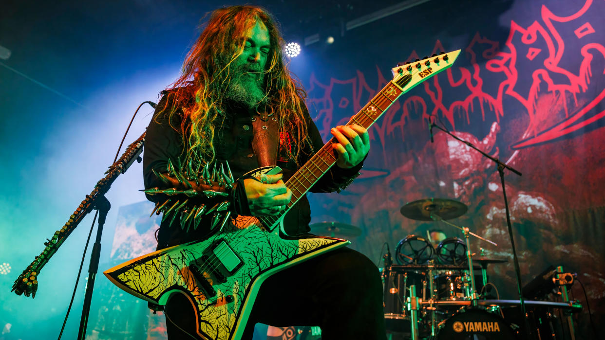  Max Cavalera from the Cavalera Conspiracy performs on stage at Rockefeller Music Hall on November 21, 2023 in Oslo, Norway. 