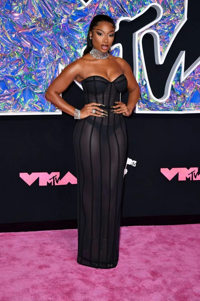 Megan Thee Stallion arrives at the MTV Video Music Awards 2023. (ANGELA  WEISS/AFP via Getty Images)